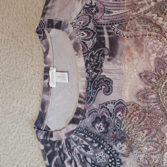 Chico's Paisley Print 3/4 Sleeve Top - Picture 8 of 14